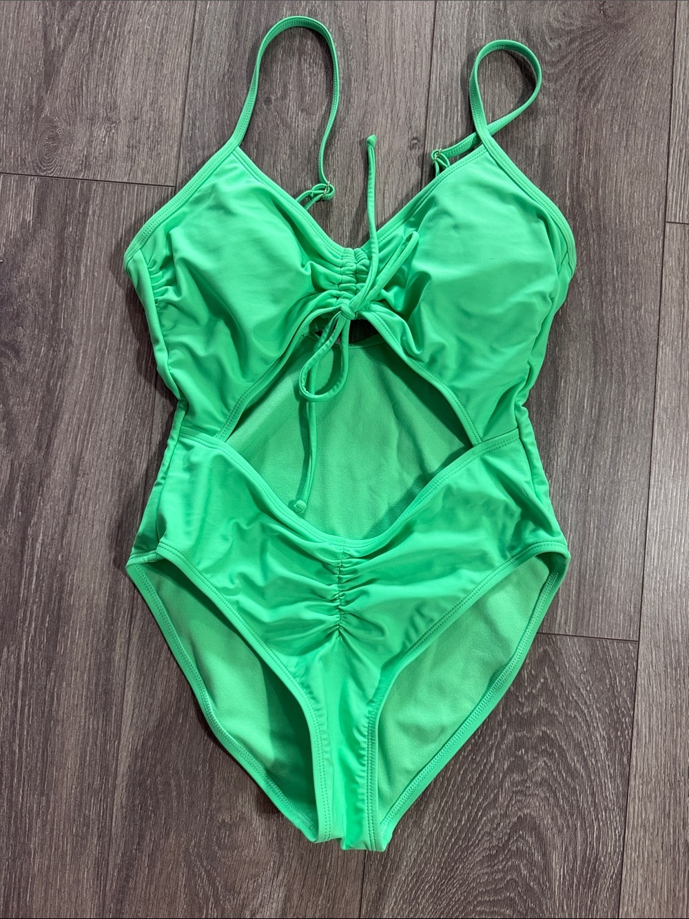 California Sunshine Bright Green One-Piece Cutout Swimsuit small